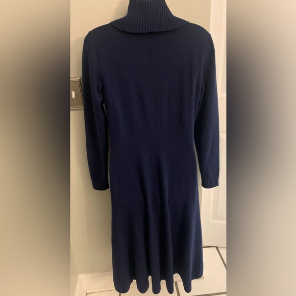 Lafayette 148 NY 100% CASHMERE Sweater Dress Navy Blue Fall Winter Womens S 4 6 - Picture 4 of 5